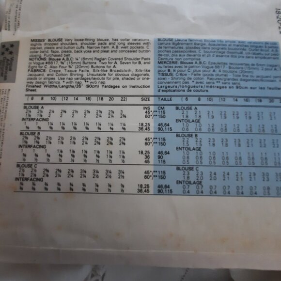 Uncut Vintage Vogue career sewing pattern made by Butterick, 1989 - Picture 2 of 4